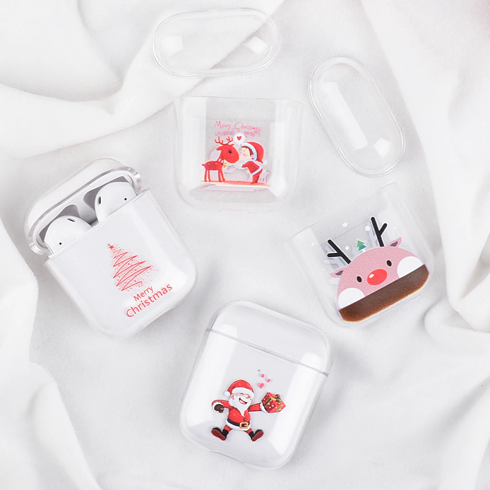Чехол для наушников с надписью &quotMerry Christmas&quot Apple Airpods 1 2 рисунком Санта Клауса
