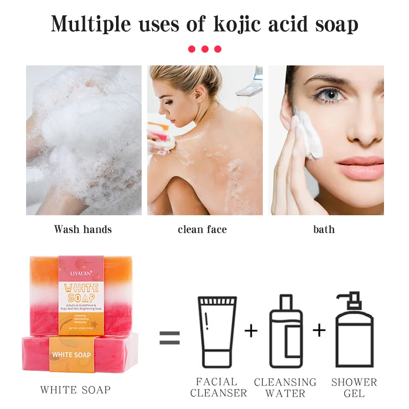 Kojic кислота глютатион арбутин мыло отбеливание кожи увлажнение осветление мытье