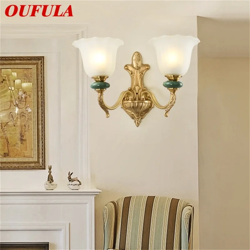 

OUFULA Copper SconceÂ WallÂ Lamp Contemporary Luxury Design Ceramic Light Indoor For Bedroom Corridor Hotel