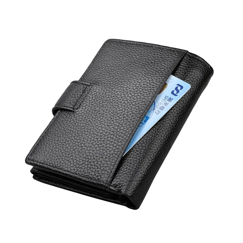 Кошельки для мужчин Роскошные из натуральной кожи черные кредитные карты RFID