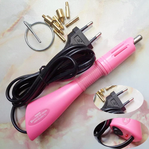 EU Pink Быстрый нагрев ЕС BS plug выбор горячей фиксации Стразы аппликатор 7 наконечников Утюг-на термофиксации инструмент пистолет для одежды свадебное платье - Цвет: EU Pink