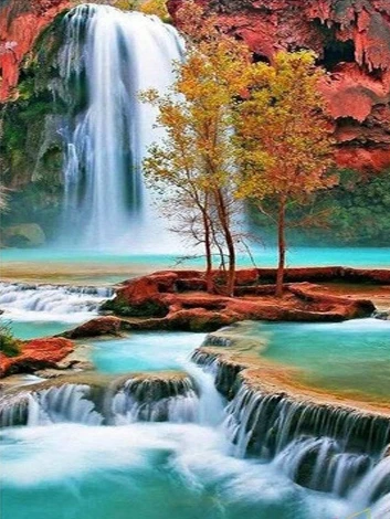Алмазная живопись пейзаж Стразы 5D алмазная вышивка водопад крестиком из бисера