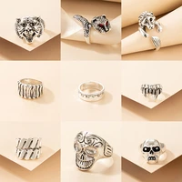 punk style rings for men women skull finger rings open adjustable vintage ring trendy jewelry partys accessories gift for friend