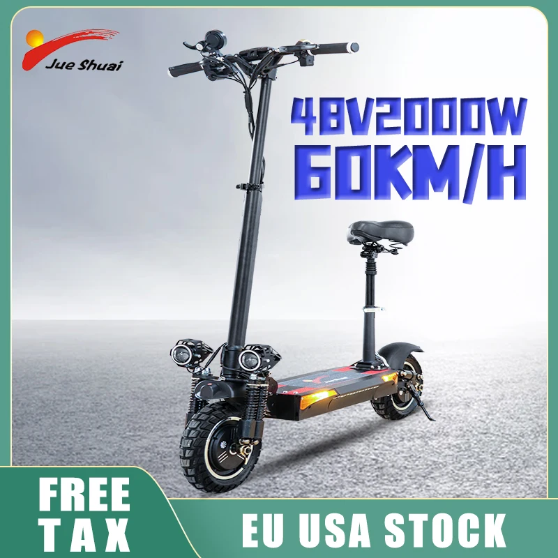 

48V 2000W Motor Electric Scooter Dual Drive 60KM/H E Scooter with Seat Folding 70KM trotinette Ã©lectrique Adults EU USA Stock