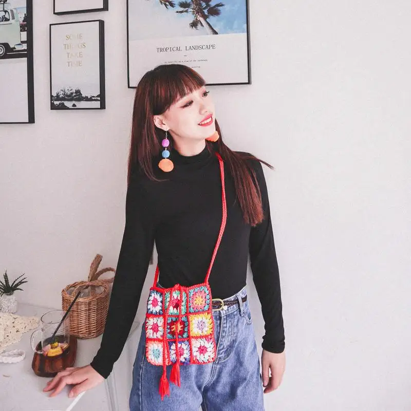 

Make Original National Wind, Woven Bags, The Manual Hook Is Colored Grandmother Restoring Ancient Ways Is Small Bag