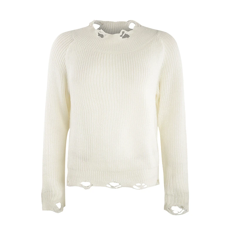 HDY Haoduoyi Casual Women Free Style Solid Thin Tops Kawaii Crewnceck Long Sleeve Hollow Sweet Super Comfy Pullover Sweater | Женская