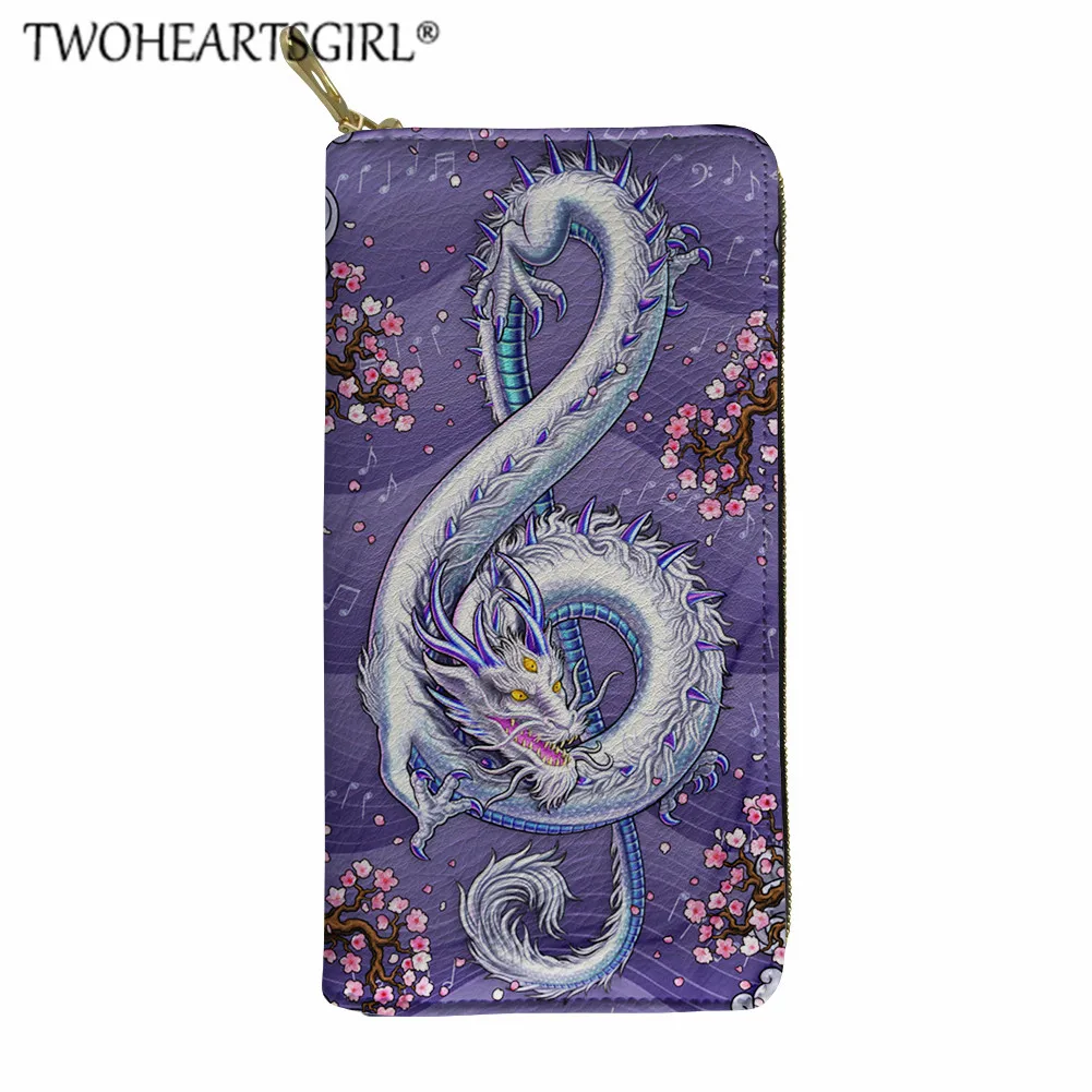 Twoheartsgirl, женские кошельки с музыкальным драконом, уникальные нотки, длинные кожаные кошельки, клатч, сумки для денег, женские держатели для карт - Цвет: YY2018Z21