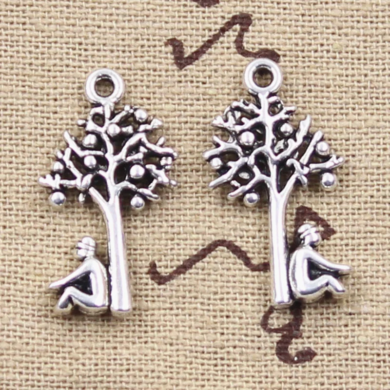 

20pcs Charms Newton apple tree gravity 25x14mm Antique Silver Color Pendants DIY Crafts Making Findings Handmade Tibetan Jewelry