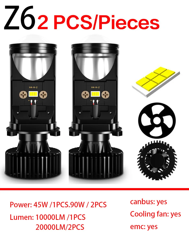 Canbus 90 Вт/пара ламп H4 светодиодные мини-объективы для проектора автомобильные лампы лм комплект для преобразования дальний/ближний свет фары 12 В/24 В RHD LHD