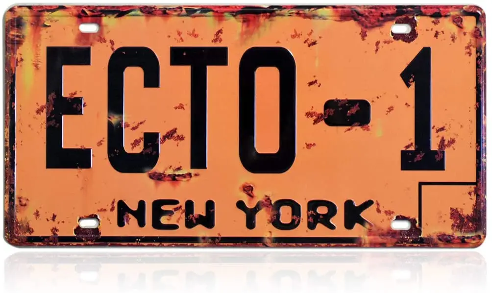 

Ghostbusters License Plate Memorabilia, Embossed Replica, Movie Prop Metal Stamped Vanity Number Tag, 12x6 inch (ECTO-1)