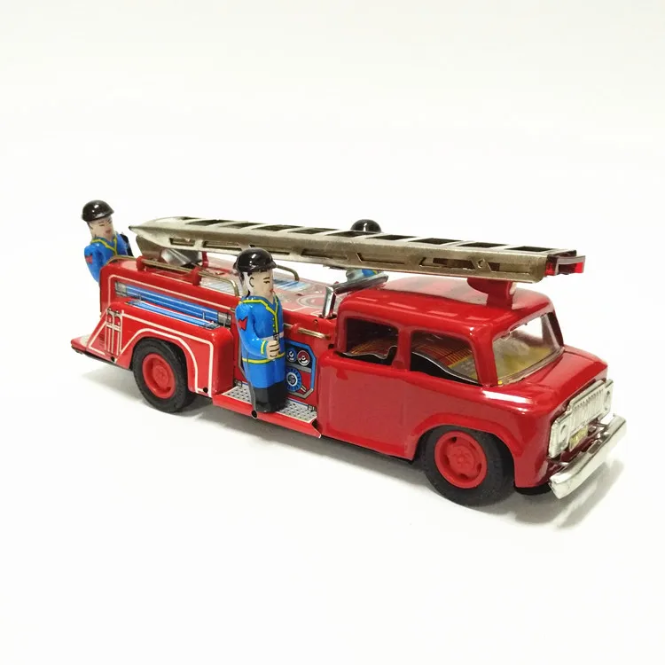 [Забавная] коллекция для взрослых, ретро заводная игрушка, металлический оловянный пожарный грузовик, автомобиль, пожарные, механическая иг... от AliExpress WW