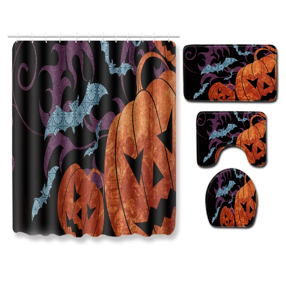Zeegle Хэллоуин Рождество занавеска для ванной Водонепроницаемая душа набор ковров