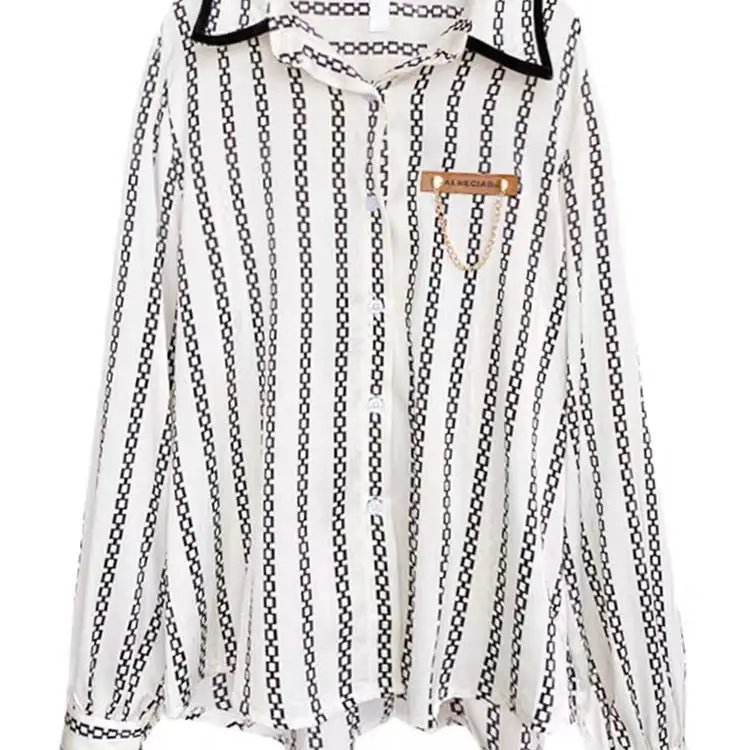 Женская шифоновая рубашка на пуговицах весна-лето-осень 2021 | одежда