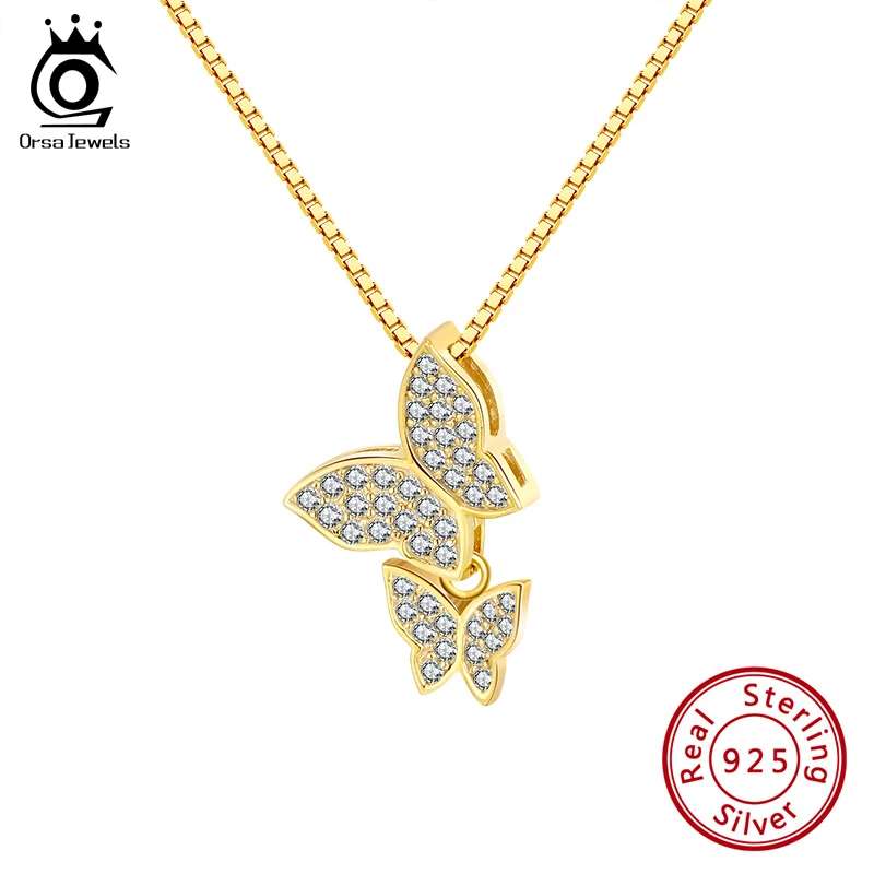 Ожерелье ORSA JEWELS с подвеской в виде двух бабочек милое ожерелье из серебра 925 пробы