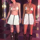 Женская сексуальная блестящая Светоотражающая пятиконечная модель, бандаж на бретельках, топ на бретельках, Бралетт, ночная Клубная одежда, металлик, однотонная D5QA