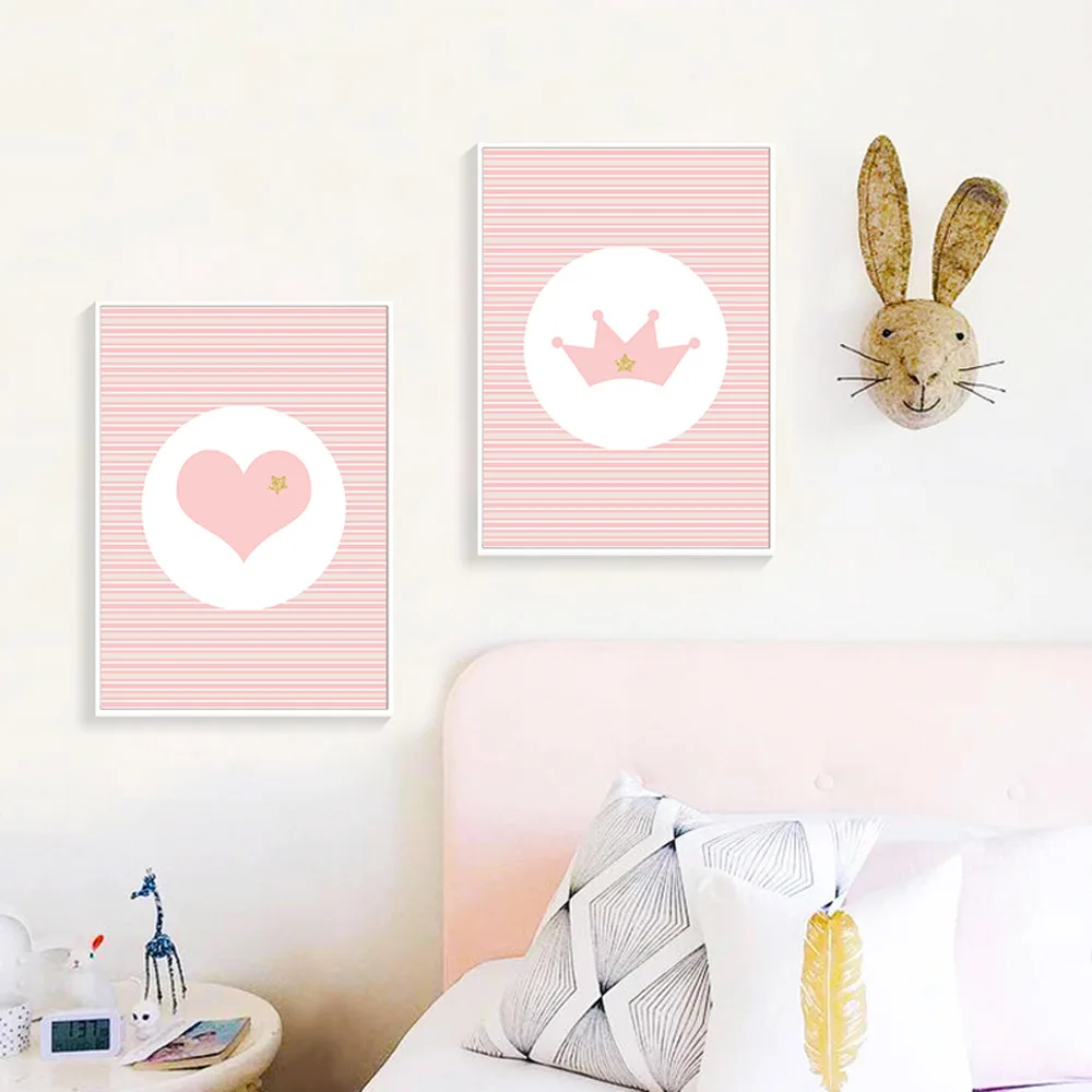 Любовь Луна Корона плакаты и принты с мультяшным розовым принтом живопись цитаты