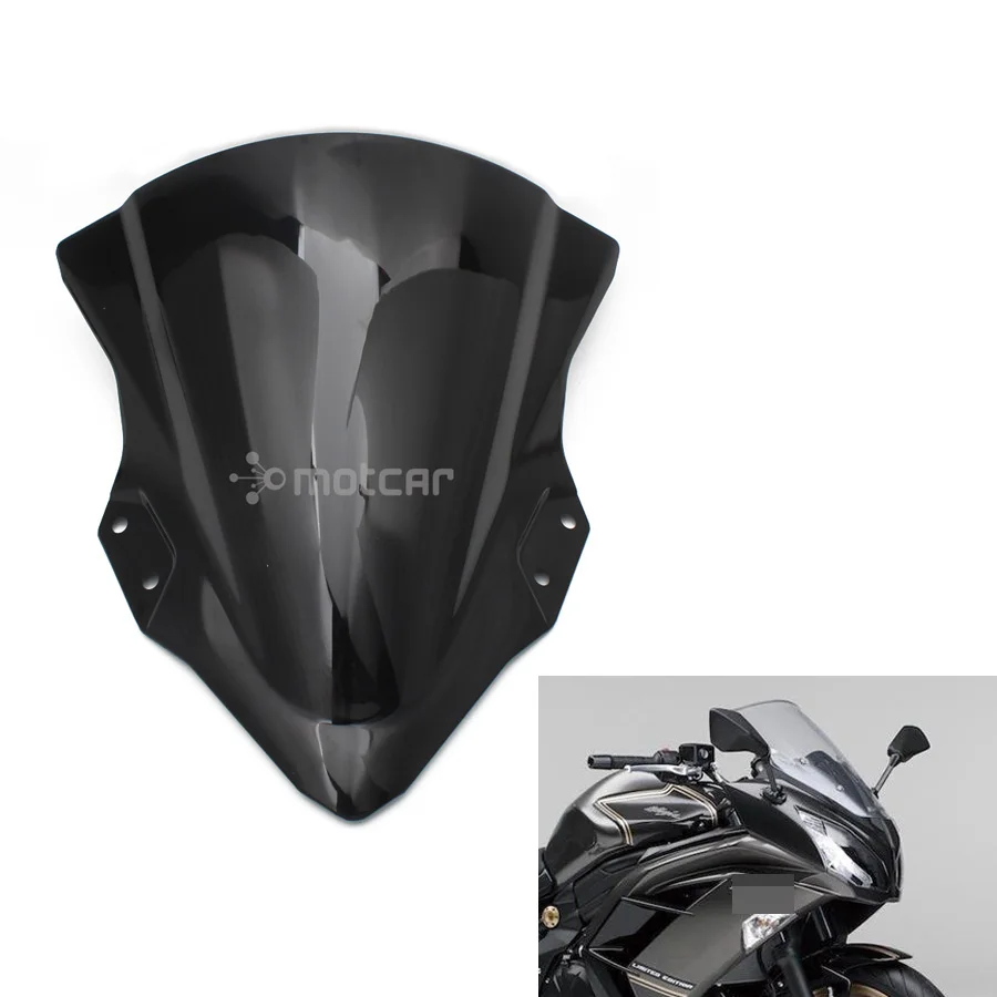 

For Kawasaki Ninja 400 Black ABS Windscreen Wind Deflector Motorcycle Adjustable Windshield Double Bubble 2013-2018 1pcs