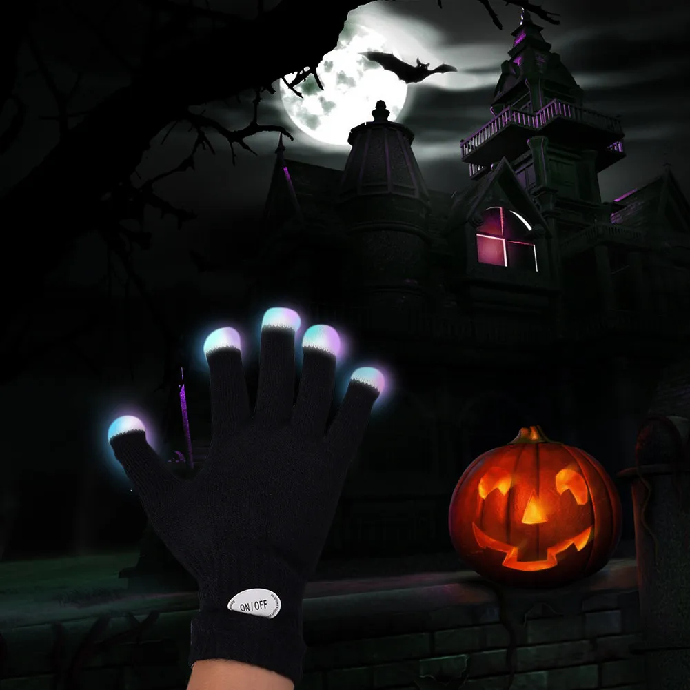 Перчатки для Хэллоуина светодиодный светящийся макияж вечерние реквизит