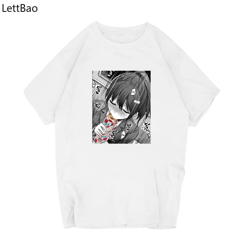Lewd аниме чай Топы японская одежда Винтажная футболка с коротким рукавом