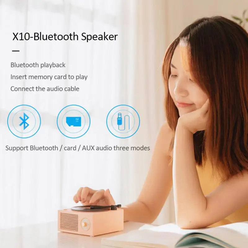 

Retro-shaped bluetooth speaker home USB rechargeable record player shape nostalgic portable music retro speaker