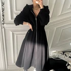 SHENGPALAE модное шикарное платье с капюшоном для женщин Весна 2022 новые свободные платья до середины икры на молнии с длинным рукавом большие качели 5E2545