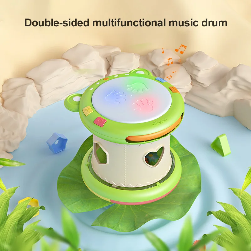 

Rabbit Mother Baby Hand Pat Round Drum Baby Educational Toy Three-in-one Dynamic Sound Children's Musical Toys Kids Toys Gift