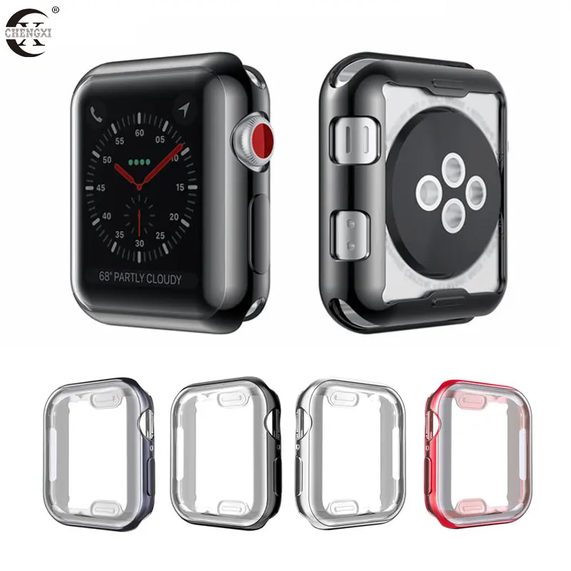 Chengxi чехол из ТПУ для apple watch защитный с покрытием черный Iwatch 38 мм/40 мм/42 мм/44