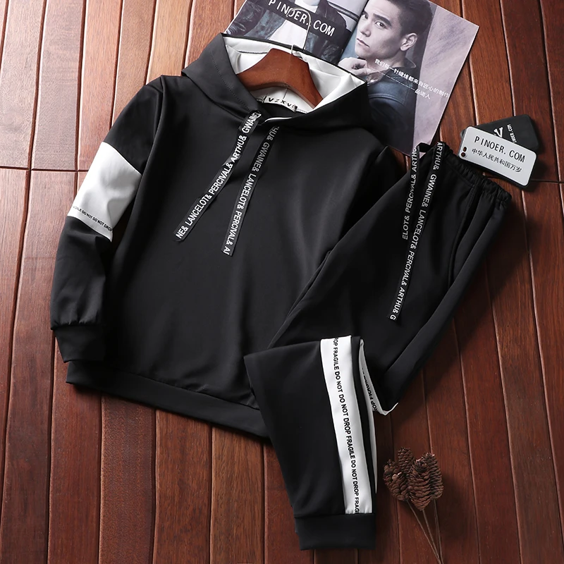 Sweat Suit Casual Tracksuit Men Sweatshirts Slim Men Set Pants Suits Solid Long Sleeved Male Clothing Hoodie+Pants Men New