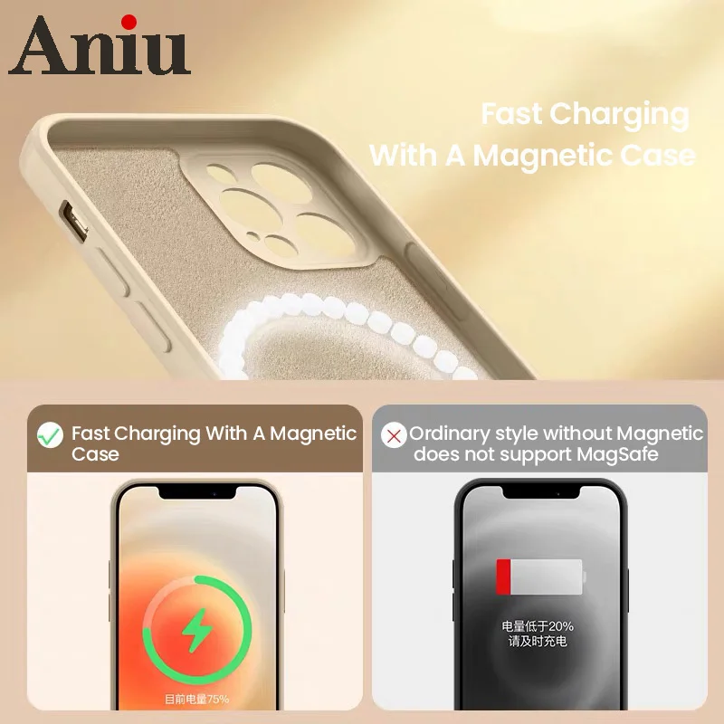 

Liquid Silicone Magnetic Case for iPhone 12 Pro Max 11Pro X Xs Xr 7 8 Plus 13 Mini Wireless Charger Magsafing Magnet Back Cover