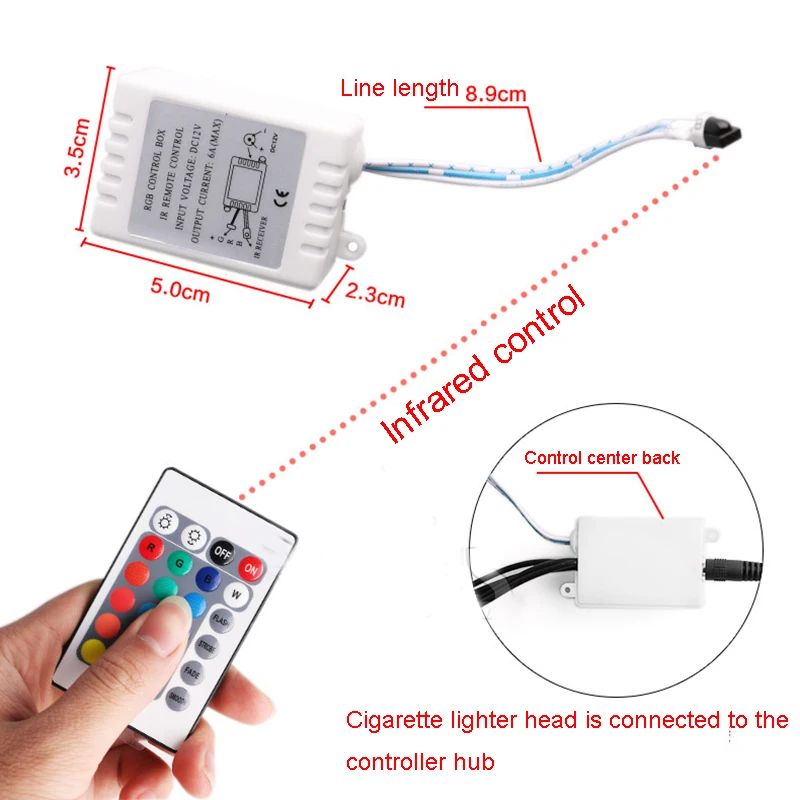 Декоративный светодиодный светильник для салона автомобиля 12 В цветные дневные