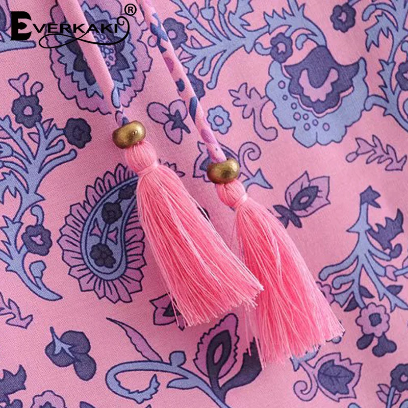 

Everkaki Ethnic Boho Floral Print Dress Women Vestidos Summer Ladies Gypsy Loose Chic Long Dresses Casual Female 2020 Spring New