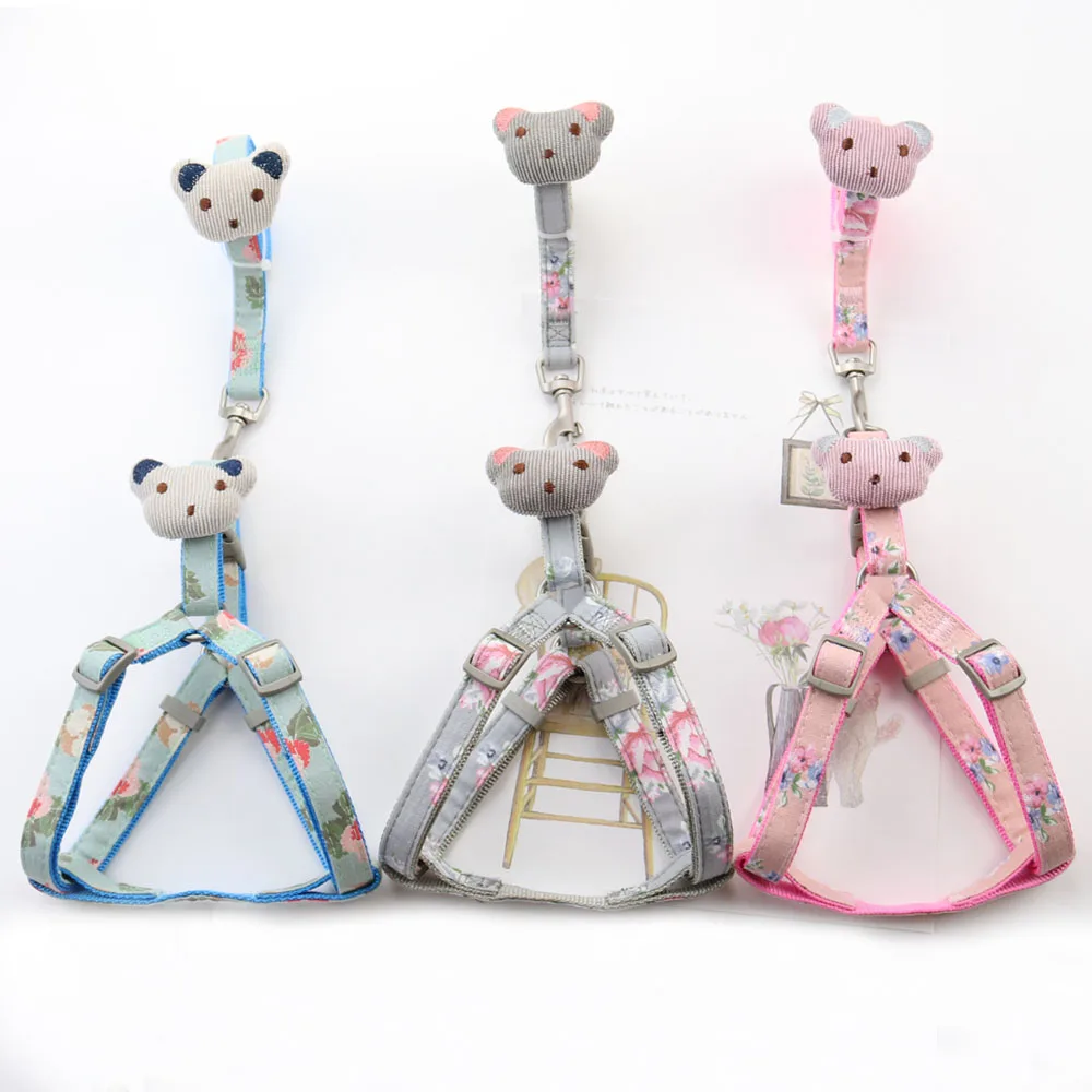 

Dog Cat Harness Leash Set Adjustable Printing Pet Harnesses for Small Medium Dogs Leashes Walking Dog Supplies dog leash