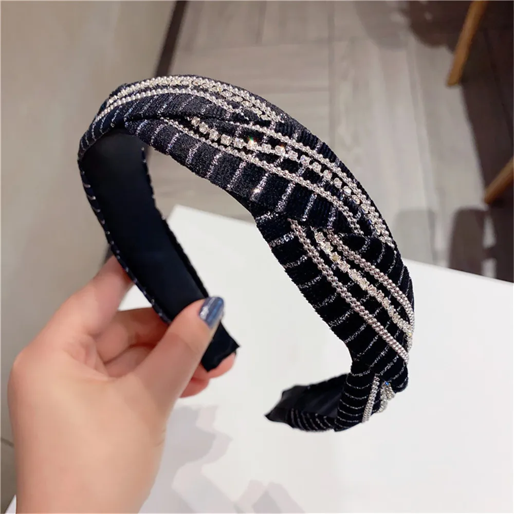 

Gem Baroque Headbands for Women Diamond Hair Accessories Fashion Hairband Girl France Knot Retro Vintage Head Wrap Wholesale