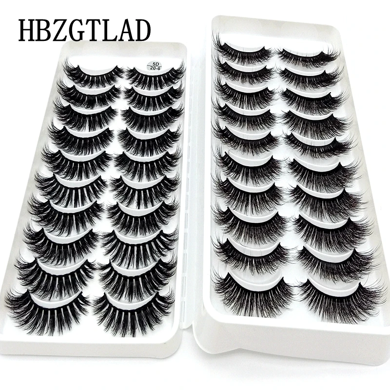 HBZGTLAD 5/20 пар 3D 100% накладные ресницы из норки натуральные/толстые длинные Wispy