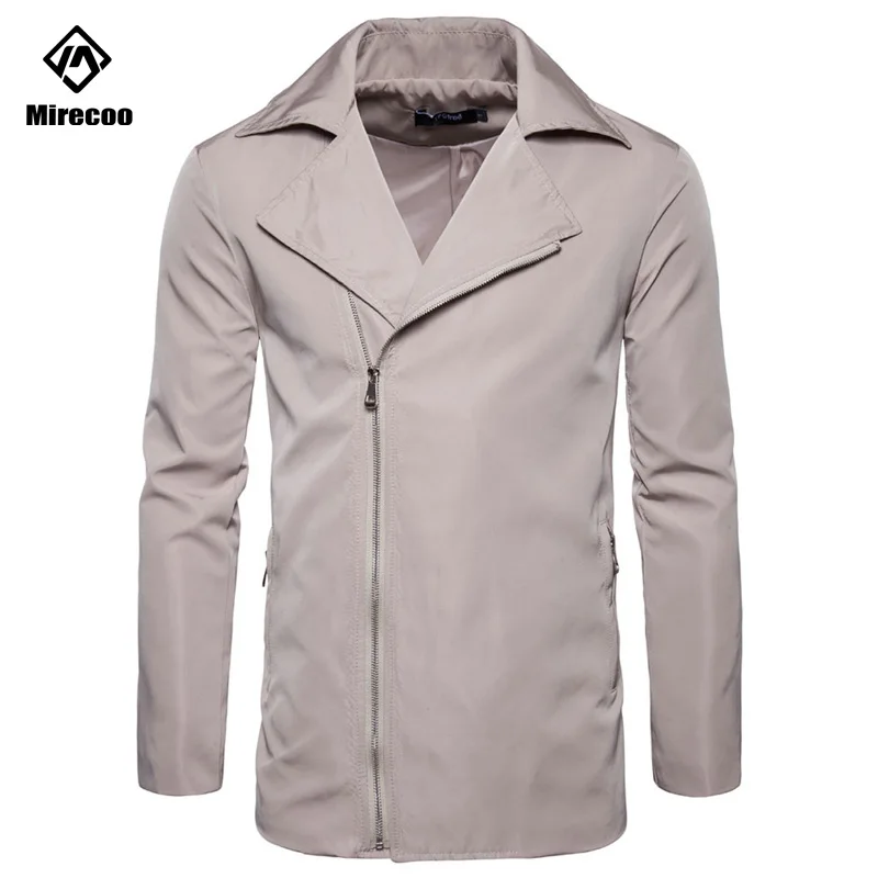 Тренчкот Mirecoo мужской на молнии однотонная длинная куртка модная Повседневная