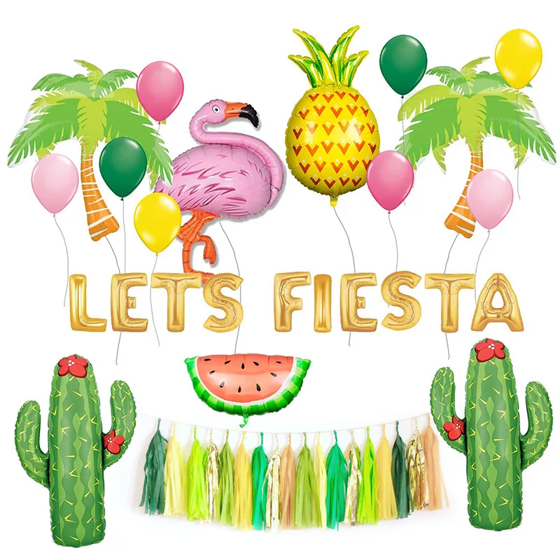 Гавайские вечерние шары кактус День Рождения украшения для взрослых фламинго и