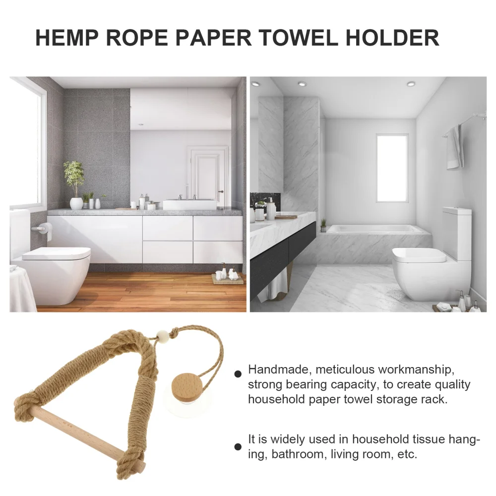 

1pc Wall Mounted Hemp Rope Woven Tissue Rack Toilet Towel Rack (Assorted Color)