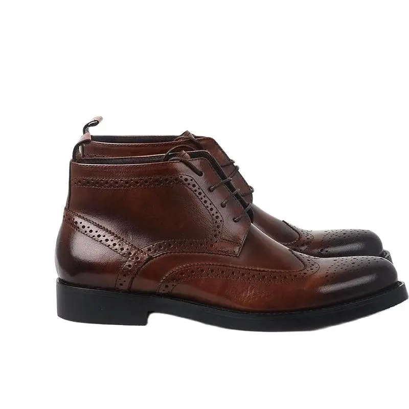 

Мужские ботильоны из натуральной кожи, с перфорацией и резьбой