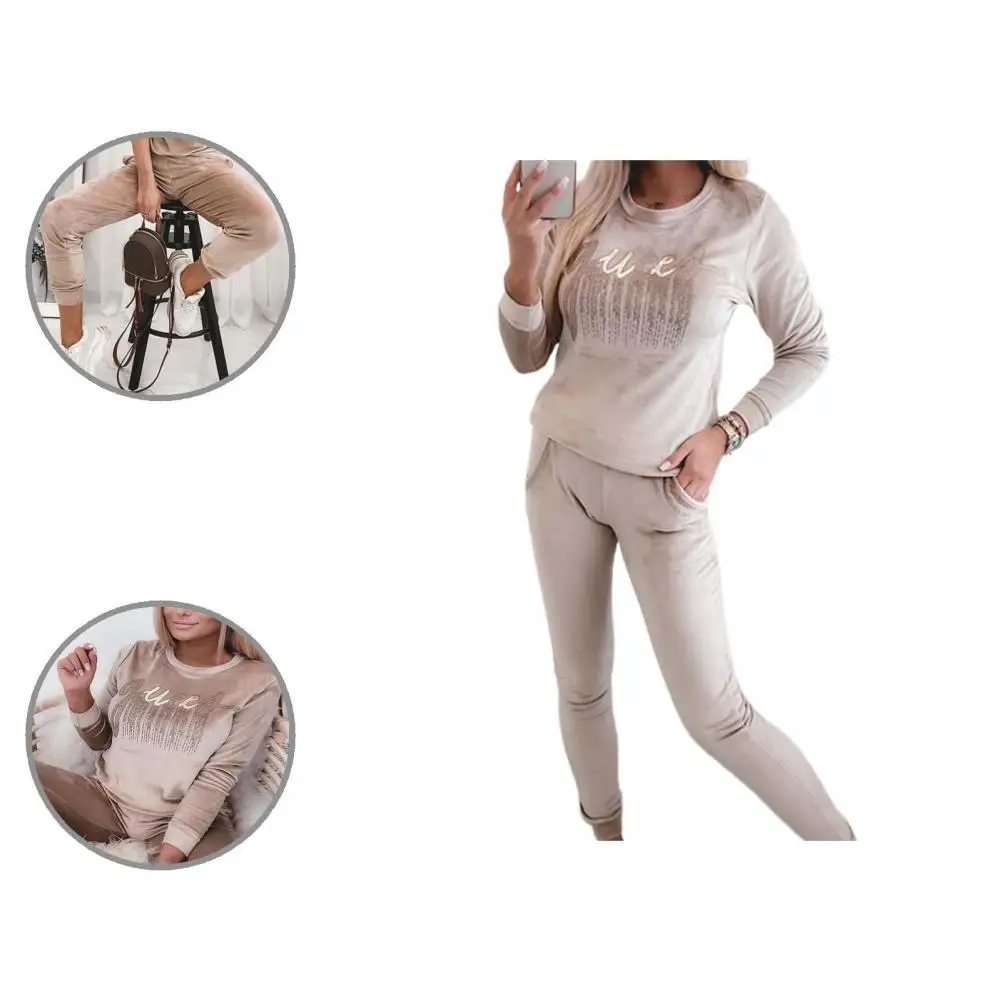 

Прочные 2 шт./компл. модные уличные толстовки и брюки, комплект из двух предметов, тонкая работа, женские зимние юбки с круглым вырезом