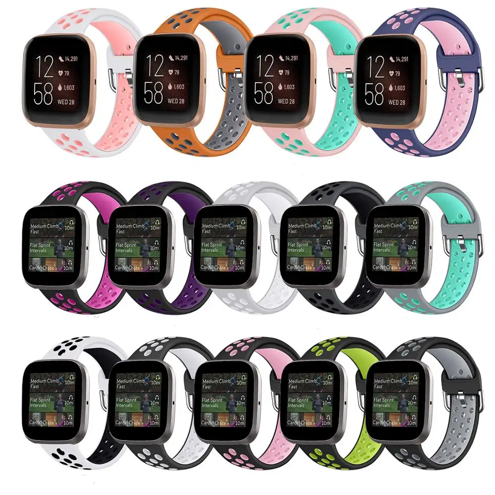 14 цветов для Fitbit Versa 2/Versa Lite ремешок двухцветный водонепроницаемый силиконовый