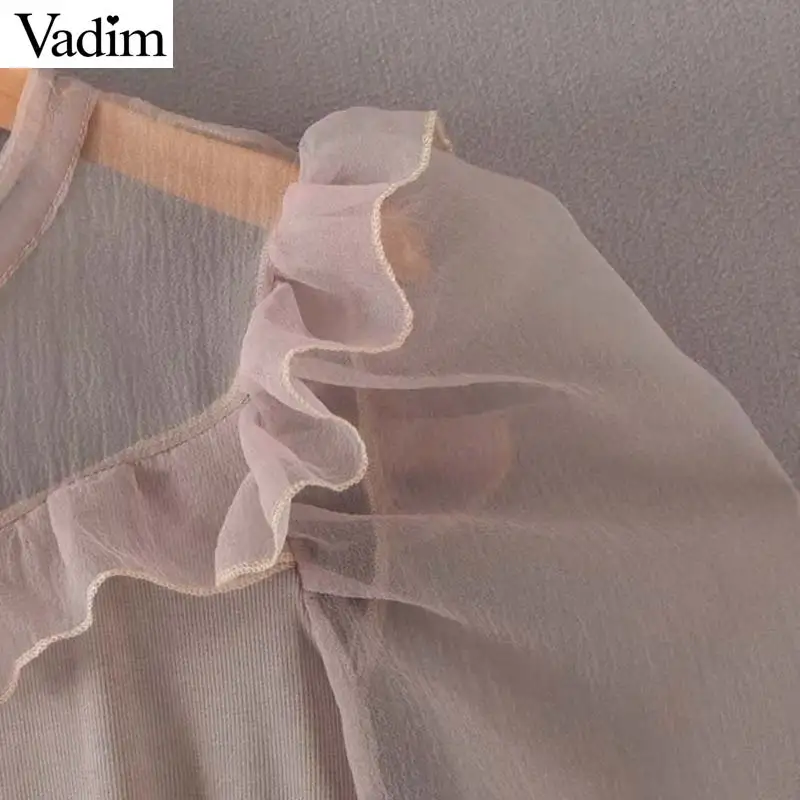 Женское элегантное платье vadim из органзы с оборками блузка облегающие эластичные