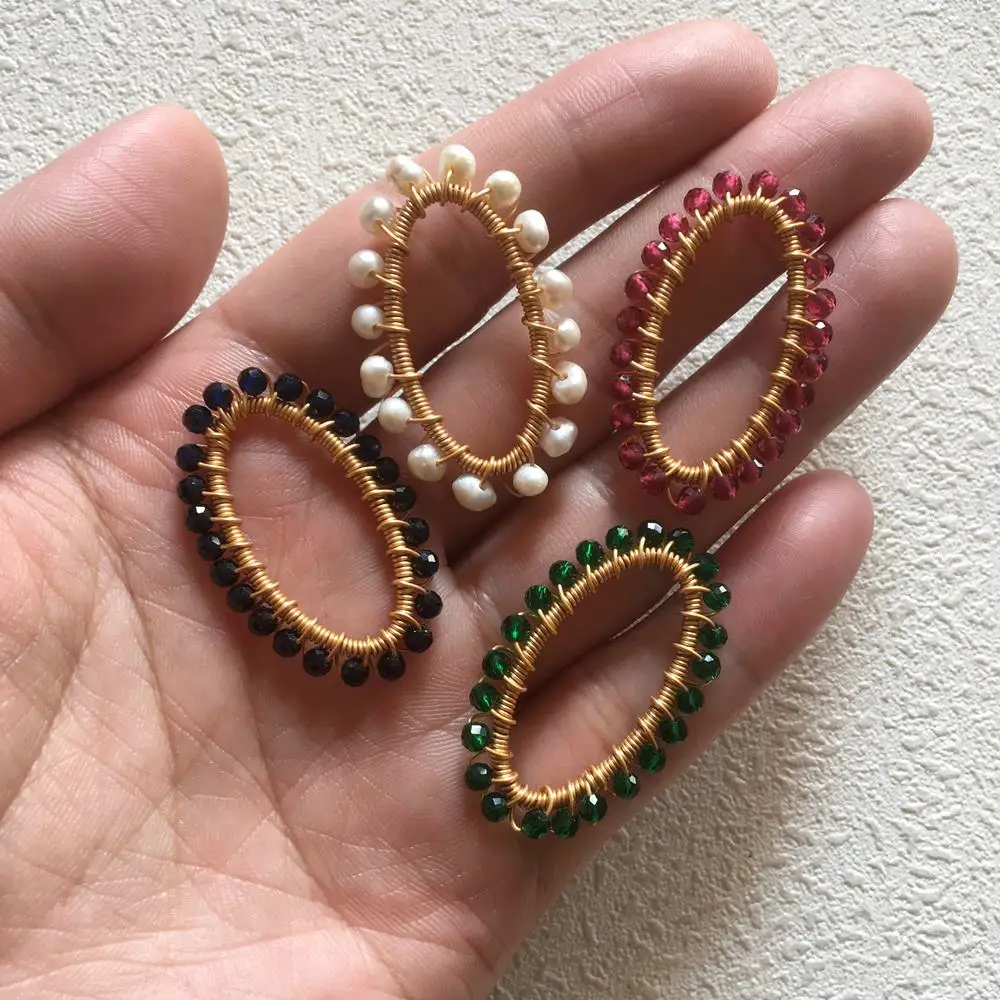 

FUWO Wholesale Genuine Gold Electroplated Brass Winded Crystal Beads Charm For Jewelry Making PD349 5Pieces/Lot