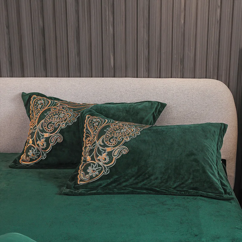 Зеленый коричневый бежевый серый роскошный зимний комплект постельного белья из