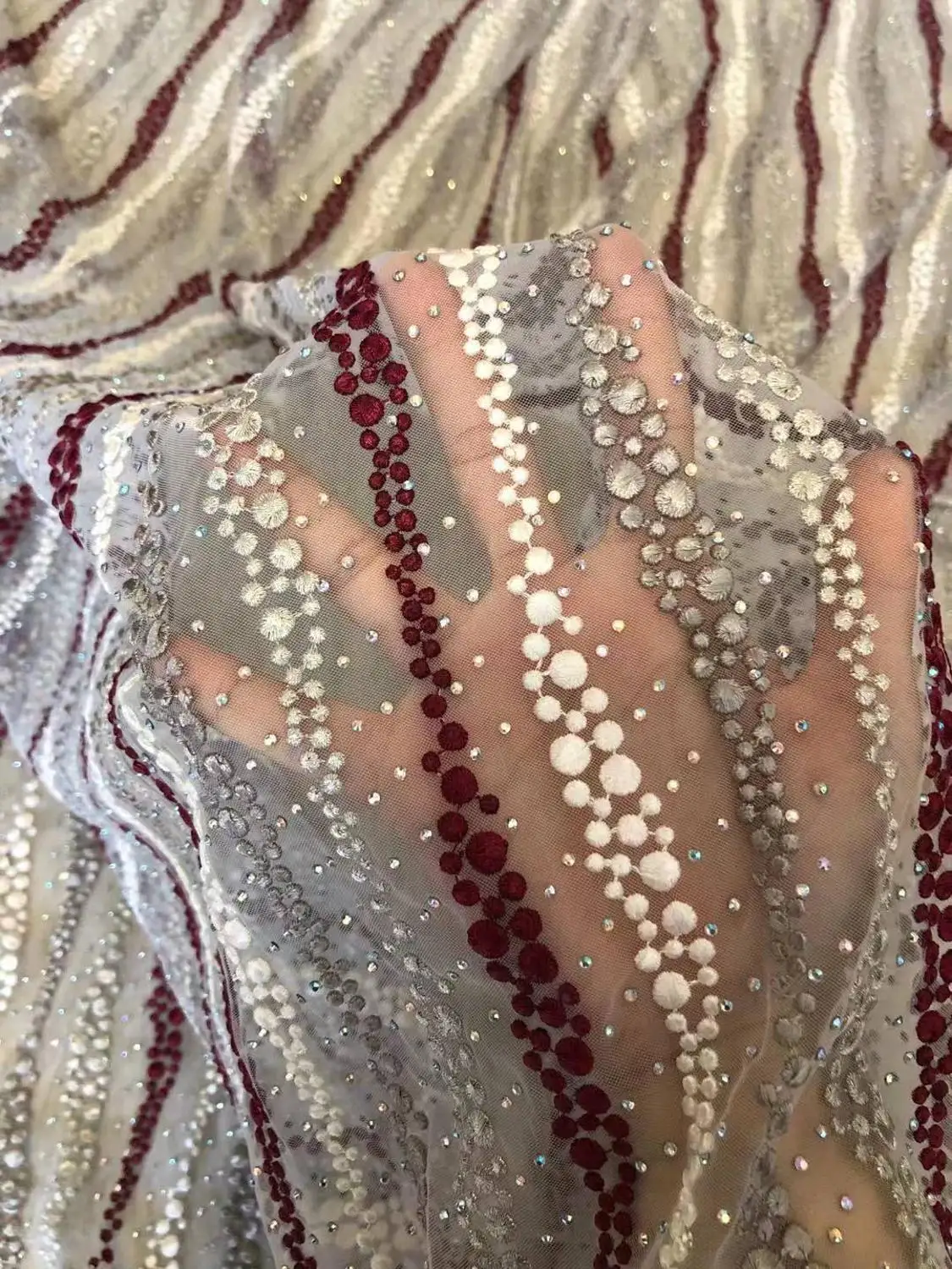 Новая модная сетчатая вышитая кружевная ткань 1 ярд для