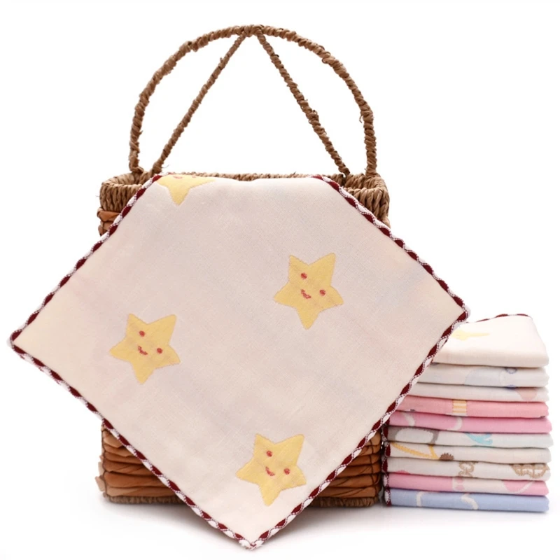 

10 Pcs Children Pure Cotton Gauze Small Square Towel Kerchief for Babies 25x25cm C63C