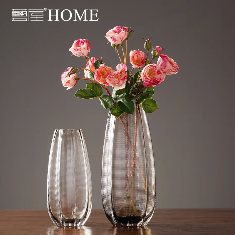 Простая современная стеклянная ваза прозрачная украшение для дома цветов