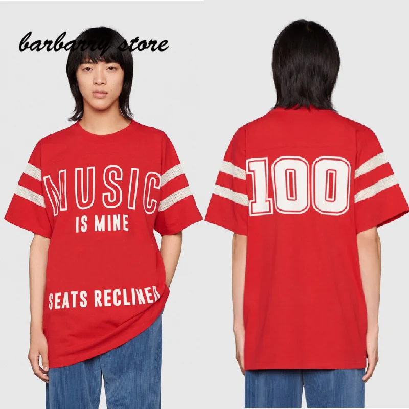 

21 luxury design high-end contrast stitching crew neck Sweatshirt letter print women's casual loose short sleeve graphic T-shirt