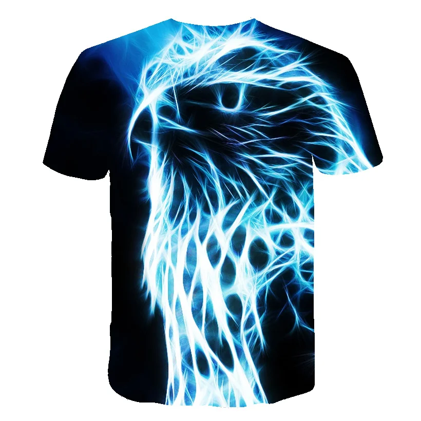 

2021 new boys and girls 3D printed shirt fashion eagle print children's O-neck T-shirt casual boy short-sleeved clothing Tops