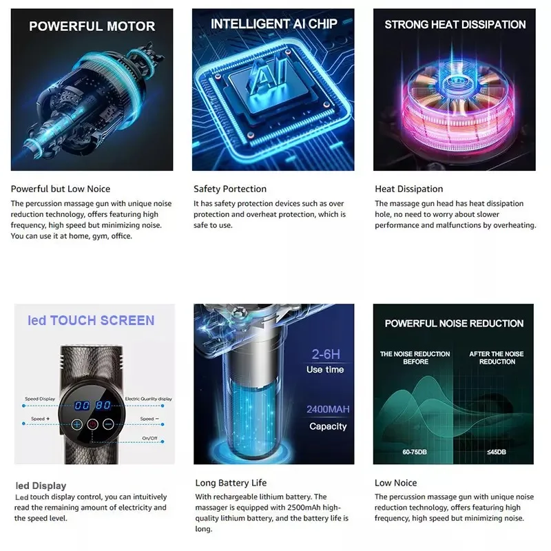 Массажный пистолет для глубоких тканей ударный Массажер мышц облегчения боли 30