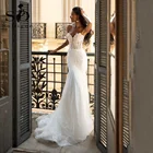 Женское свадебное платье с юбкой-годе, блестящее фатиновое платье невесты, винтажная Кружевная аппликация, лето 2021